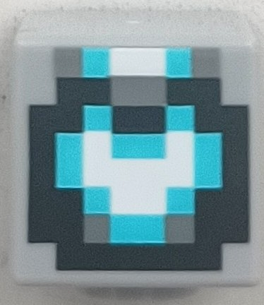 Minifigure, Head, Modified Cube with Pixelated Black, Dark Bluish Gray, Medium Azure and White Helmet Pattern (Minecraft Space Sentinel)