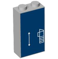 Brick 1 x 2 x 3 with White Lines Schematic of Car Rear Bumper and Arrow on Dark Blue Background Pattern
