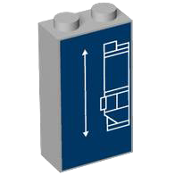 Brick 1 x 2 x 3 with White Lines Schematic of Car Rear Bumper with Tall Spoiler and Arrow on Dark Blue Background Pattern