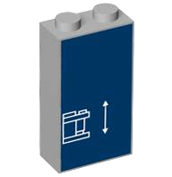 Brick 1 x 2 x 3 with White Lines Schematic of Car Front Bumper and Arrow on Dark Blue Background Pattern