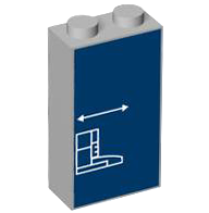 Brick 1 x 2 x 3 with White Lines Schematic of Car Extended Front Bumper and Arrow on Dark Blue Background Pattern