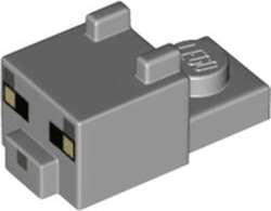 Creature Head Pixelated with Ears, Nose, and Face with Black Eyes and Dark Bluish Gray Nose Pattern (Minecraft British Shorthair Cat)