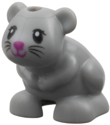 Hamster / Mouse, Friends Style with Black Eyes and Whiskers and Magenta Nose and Mouth Pattern (Molly)