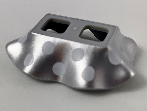 Minifigure Skirt Plastic with Silver Top and Large White Polka Dots Pattern (Minnie Mouse)