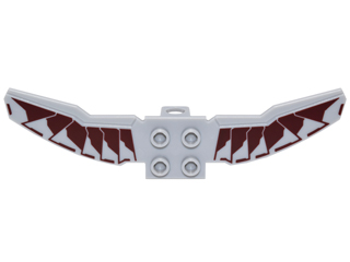 Minifigure Wings Mechanical Extended with Neck Bracket and 4 Back Studs with Dark Red Armor Panels Pattern
