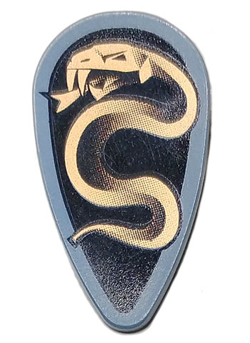 Minifigure, Shield Oval with Black and Copper Karzon Snake Pattern