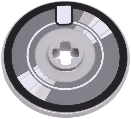 Technic, Disk 3 x 3 with Black and Dark Bluish Gray Movie Film / Tape Reel with Silver and White Reflections Pattern