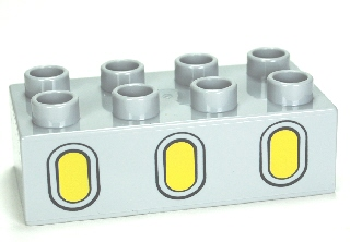 Duplo, Brick 2 x 4 with 3 Yellow Oval Windows Pattern