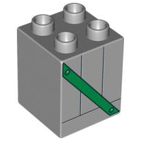 Duplo, Brick 2 x 2 x 2 with Green Girder Pattern