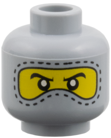 Minifigure, Head Balaclava with Eyes Hole Stitching Trim, Nose Hump, White Pupils Pattern