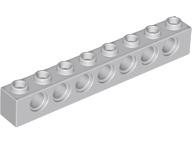 3 X Lego Technic 3702 Brick 1 x 8 with Holes Light Bluish Gray