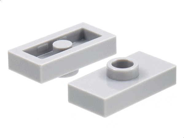 Modified 1 x 2 with 1 Stud Light Bluish Gray 25 NEW LEGO Plate