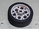 Wheel 36.8 x 14 ZR with Axle Hole, 3 Pin Holes, and Fixed Black Rubber Tire
