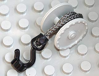 Duplo Winch Drum Wide with Dark Bluish Gray Thick String and Black Thin Hook Rotating with Stud Holder