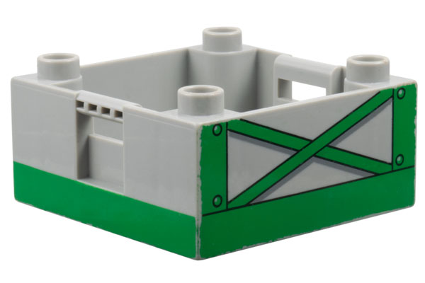 Duplo Container Box 4 x 4 with Studs on Corners with Green Girders Pattern