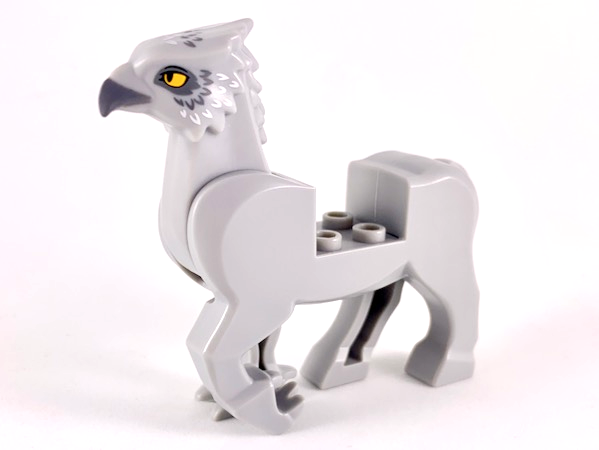 Hippogriff Body with Dark Bluish Gray Beak and Eye Patches, White Feathers and Bright Light Orange Eyes Pattern