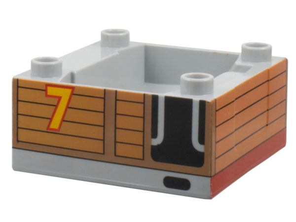 Duplo, Train Cab / Tender Base with Bottom Tube with Thomas & Friends Toby Number 7 Pattern