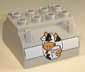 Duplo Container Tank Upper Section with Cow Holding Glass of Milk Large Pattern
