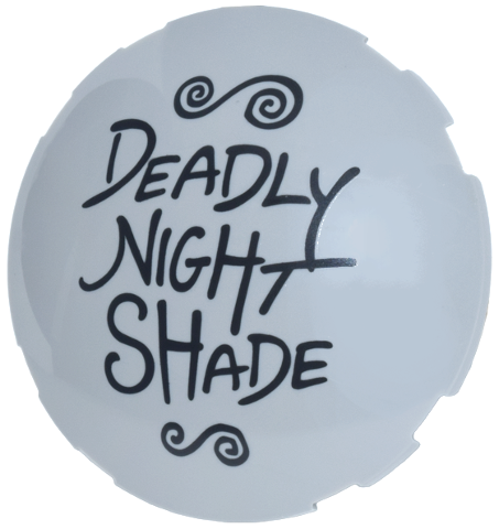 Brick, Round 6 x 6 Dome Top with Black 'DEADLY NIGHT SHADE' and Swirls Pattern