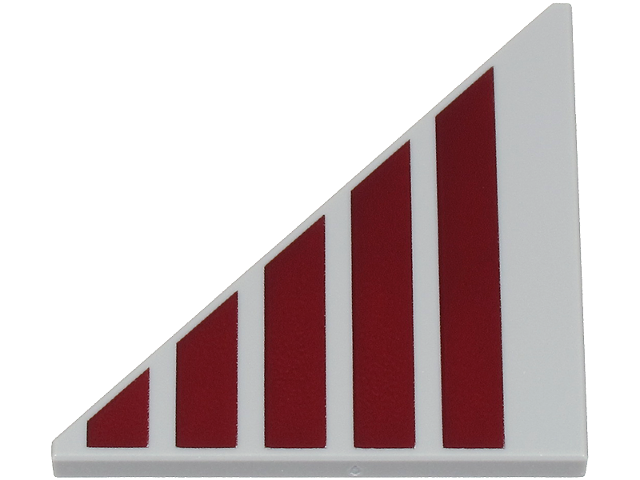 Tile, Modified 4 x 4 Triangular with 5 Dark Red Stripes Pattern Side A