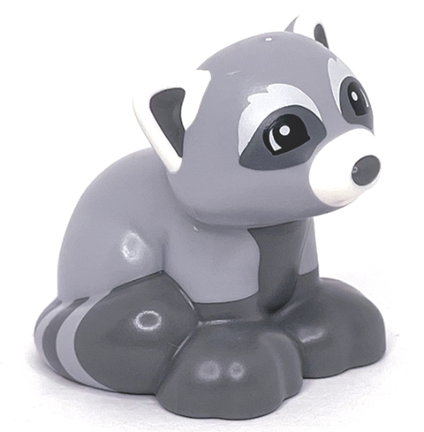 Duplo Red Panda / Fox with Dark Bluish Gray Feet, Black Eyes, and White Ears and Muzzle Pattern