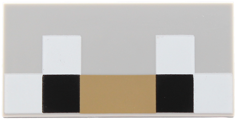 Tile 2 x 4 with Black and White Squares and Dark Tan Rectangle Pattern (Minecraft Baby Wolf Eyes)