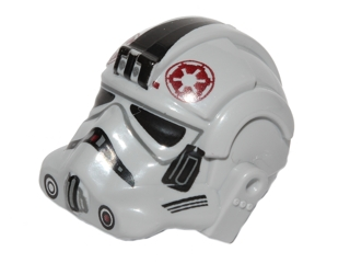 Minifigure, Headgear Helmet SW Stormtrooper Type 2, AT-AT Driver Dark Red Imperial Logo and Large Black Plates on Sides Pattern