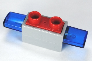 Duplo Siren with Light and Sound, 1 x 2 Base with Red 2 Stud Button on Top and Trans-Dark Blue Light Covers