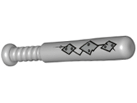 Minifigure, Utensil Baseball Bat 4L with 3 Metallic Silver Diamond Panels with Rivets Pattern