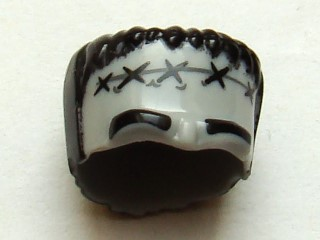 Minifigure, Headgear Head Top, Frankenstein Monster with Black Hair and Large Stitches Pattern