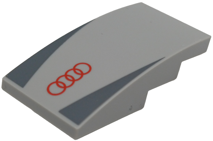 Slope, Curved 4 x 2 with 4 Red Circles / Audi Logo, Dark Bluish Gray Triangles Pattern