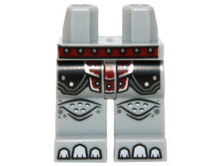 Hips and Legs with Dark Red Armor and Belt, Bare Knees and White Toenails Pattern