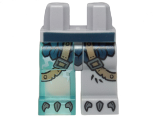 Hips and 1 Light Bluish Gray Left Leg, 1 Trans-Light Blue Right Leg with Dark Blue Armor with Scales, Dark Tan Straps and Gray Talons Pattern