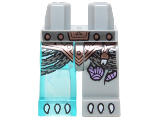 Hips and 1 Light Bluish Gray Left Leg, 1 Trans-Light Blue Right Leg with Copper Armor, Chains, Purple Sinew Patches and Gray Talons Pattern