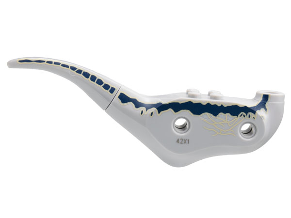 Dinosaur Body Raptor with Wide Dark Blue Stripe, Narrow Tan Stripes Pattern