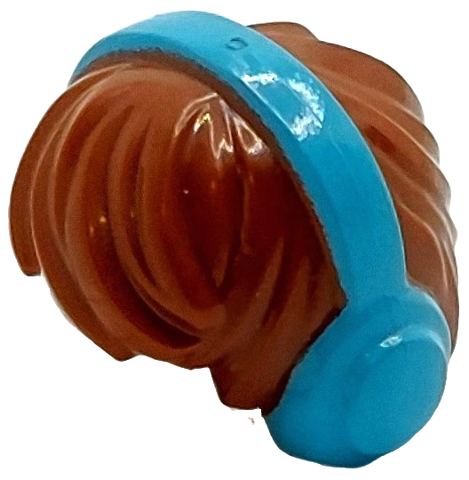 Minifigure, Hair Short Tousled with Medium Azure Headphones / Earmuffs Pattern