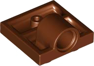 Plate, Modified 2 x 2 with Pin Hole - Full Cross Support Underneath in Reddish Brown