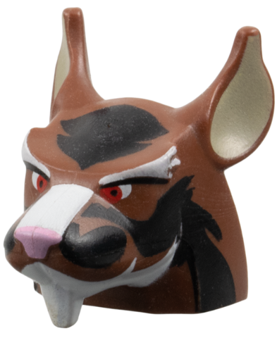 Minifigure, Head, Modified Rat with Red Eyes, White Nose  and White Goatee Pattern