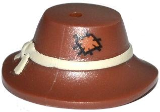 Minifigure, Headgear Hat, Wide Floppy Brim with Knotted Tan Band and Patch Pattern
