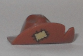 Minifigure, Headgear Hat, Wide Brim with Cut and Tan Patch Pattern