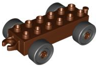 Duplo Car Base 2 x 6 with Open Hitch End and Black Wheels