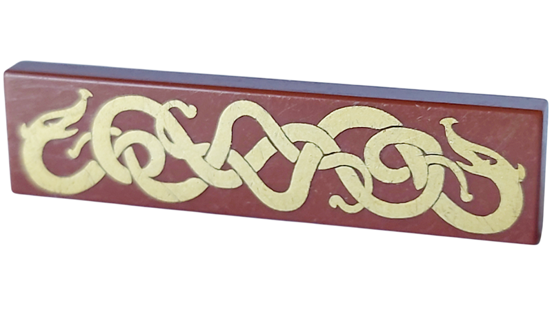 Tile 1 x 4 with Gold Viking Snakes Pattern
