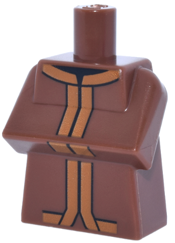 Torso, Modified Long with Folded Arms with Robe, Dark Orange Trim and Black Neck Minecraft Villager Pattern