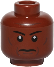 Minifigure, Head Black Eyebrows, Dark Brown Small Cheek Lines, Jowl Lines, Chin Dimple and Forehead Crease, Stern Pattern