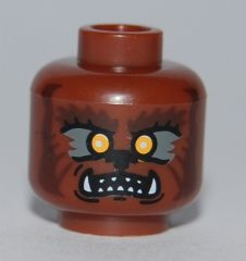 Minifigure, Head Werewolf, Orange Eyes and Sharp Teeth Pattern