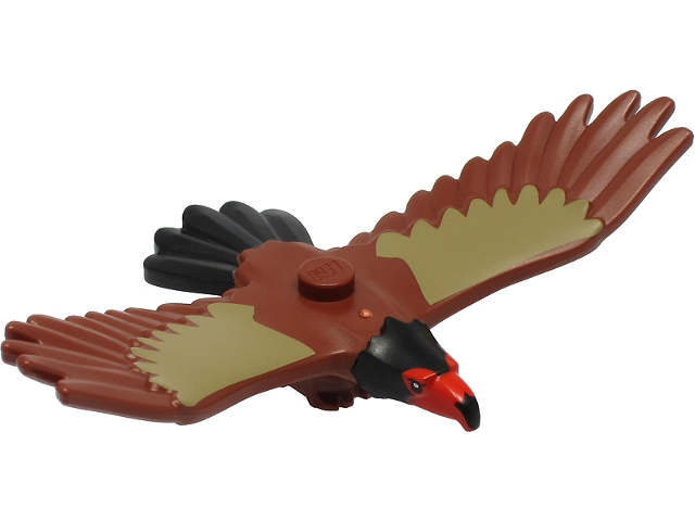 Eagle with Red and Black Head, Black Tail Feathers and Dark Tan Wings Pattern