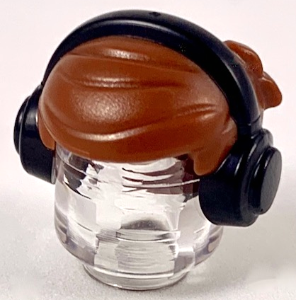 Minifigure, Hair Short with 2 Locks on Left Side with Black Headphones Pattern