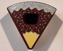 Minifigure, Headgear Head Cover, Costume Wedge Slice with Cake with Sprinkles, White and Bright Light Yellow Frosting Pattern (BAM)