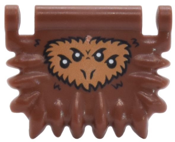 Minifigure, Utensil Book Cover, Fangs Around Edge with Medium Nougat Fur and 4 Black and White Eyes Pattern