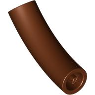 Brick, Round Tube 1 x 1 d. 45 degrees Elbow Macaroni Half - Axle Hole in Reddish Brown